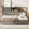 CAVINAS Twin/Full Size Solid Wood Daybed with Upper Shelves & 3 Storage Drawers,Wooden Bed Frame for Kids Room,Bedroom - 2 of 4