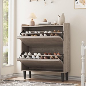 Shoe Cabinet with 2/3/4/6 Flip Drawers, Wooden Shoe Organizer with Adjustable Shelf - 1 of 4