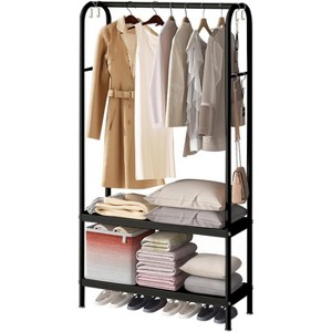 Clothes Rack with a Clothes Rail and 2 Layer Shelf, Clothes Rack for Bedroom, Wardrobe, Cloakroom, Laundry Room, 80 x 33 x 172 cm - 1 of 4