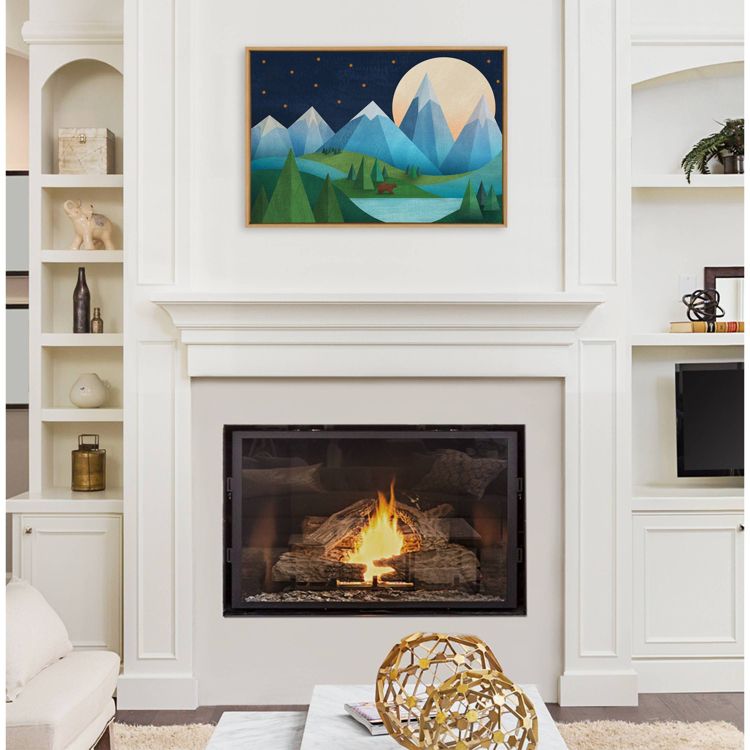 Kate & Laurel All Things Decor 23"x33" Sylvie Moonlight Mountains Bear Lake Framed Canvas Wall Art by Carey Copeland Natural Bear Mountain, 5 of 5