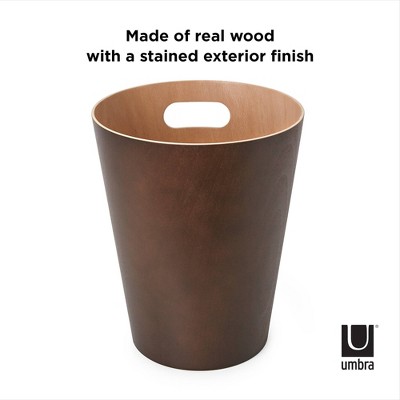 Espresso Wood 2-Gallon Modern Bathroom Trash Can