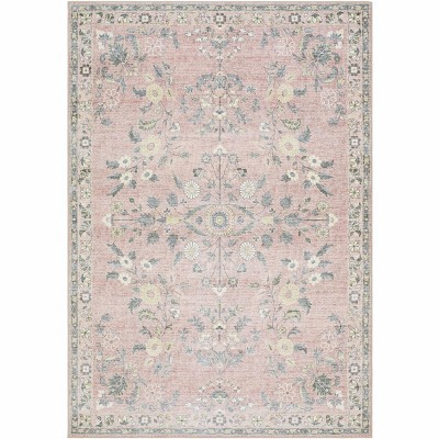 Hauteloom Meyly Pink Washable Area Rug