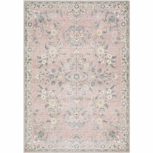 Hauteloom Meyly Pink Washable Area Rug - 1 of 3