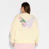 Women's Wicked Butterfly Pearl Graphic Sweatshirt - Cream - 3 of 3