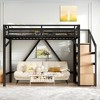 JANSNO Metal Loft Bed with Storage Stairs, Shelves & Built-in Wardrobe, USB Ports, Lights, Noise-Reduced Design - 3 of 4