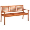 vidaXL Bench Brown Solid eucalyptus wood 2-Seater Ergonomic - 59.1" x 23.6" x 35" - 2 of 4