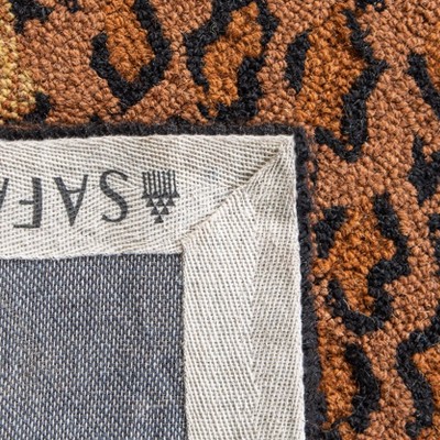 Handmade Black/Brown Wool Square Area Rug, 4' x 4'