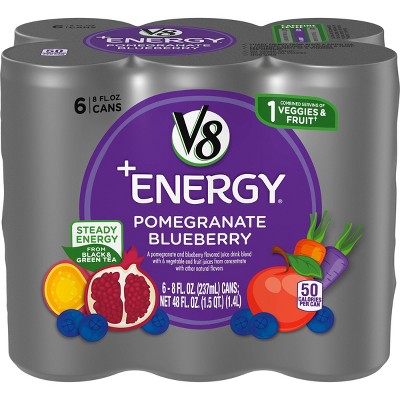 V8 V-Fusion +Energy Pomegranate Blueberry Vegetable & Fruit Juice - 6pk/8 fl oz Cans