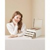 Jewelry Box Organizer, 4 - Layer, 3 Drawers, Glass Lid, Modern, 8x9.1x6.5 Inches, Cloud White Gold - 2 of 4