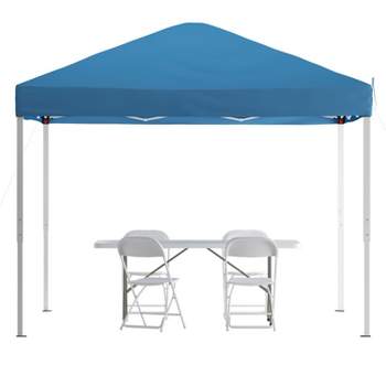 Flash Furniture Portable Tailgate/Event Tent Set - 10'x10' Pop Up Canopy Tent, 6-Foot Bi-Fold Table, Set of 4 Folding Chairs