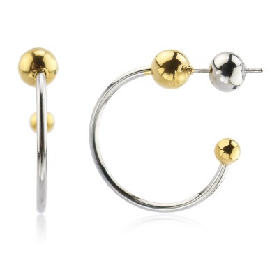 Two-Tone Bead and Hoop Earrings