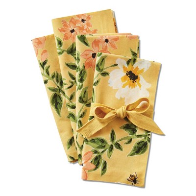 tagltd Bee Floral Napkin Set/4 Yellow