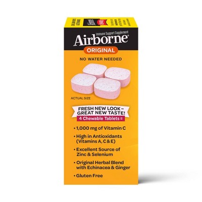 Airborne Immune Support Chewable Tablets With Vitamin C & Zinc - Berry ...