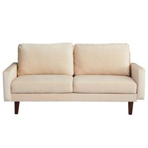 Velvet Loveseat Mid-Century Modern Sofa Tufted Couch with Wooden Legs for Living Room - 1 of 4