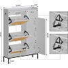 Rattan Shoe Cabinet, 3 Tier Shoe Cabinet with Flip Drawers, Free Standing Narrow Shoe Storage Organizer with Adjustable Shelves - 2 of 4