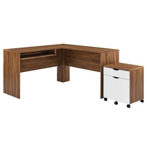 Modway Envision Wood Desk and File Cabinet Set - 1 of 4