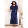 ADR Women's Fuzzy Plush Fleece Bathrobe with Hood, Soft Warm Hooded Lounge Robe - 3 of 4