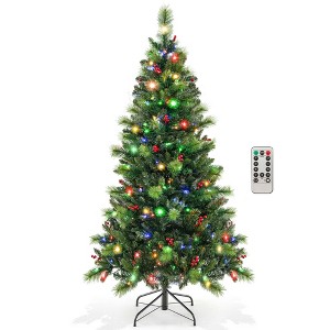 Costway 6FT/7FT/8FT Pre-Lit Artificial Christmas Tree 9 Lighting Modes with 300/400/500 LED Lights & Timer - 1 of 4