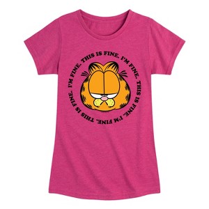 Girls' - Garfield - I'm Fine This Is Fine Fitted Short Sleeve Graphic T-Shirt - 1 of 4