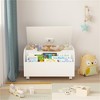 YONWAY 14.4"H Toy Box with Front Bookshelf, Flip-Top Lid, Safety Hinge, Toy Storage Organizer for Kids Room and Playroom (White) - 2 of 4