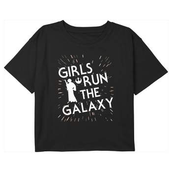 Girl's Star Wars Princess Leia Girls Run the Galaxy Silhouette Crop T-Shirt