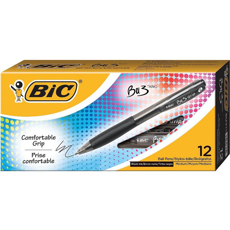 Bic BU3 Retractable Ballpoint Pen Bold 1.0mm Black Dozen BU311BK, 5 of 6