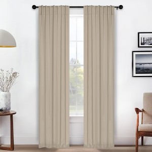 Classic Modern Solid Room Darkening Semi-Blackout Curtains, Back Tabs, Set of 2 by Blue Nile Mills - 1 of 4