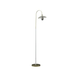 64.25" In Industrial Farm Pendant Cage Satin Matte Gold/White Metal Floor Lamp - 1 of 4
