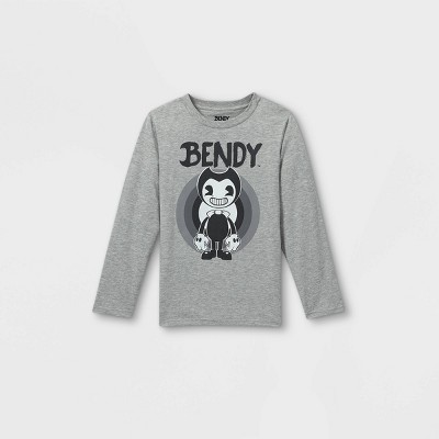 Boys Bendy And The Ink Machine Long Sleeve Graphic T Shirt Gray Target - bendy roblox t shirt