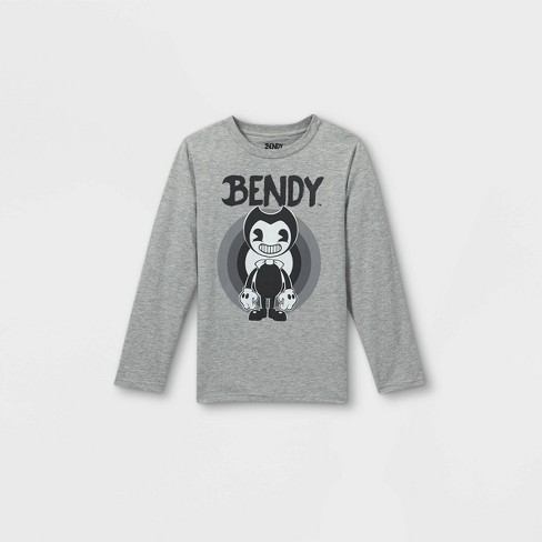 Boys Bendy And The Ink Machine Long Sleeve Graphic T Shirt Gray Target - ink bendy pants roblox
