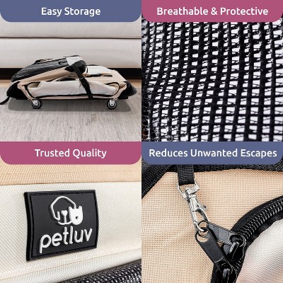 Large Tan Soft-Sided Rolling Pet Carrier with Pillow