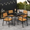 Tangkula Patio Dining Chair Set of 2 Outdoor Chairs w/Metal and Acacia Wood Frame Armrests All-Weather Bistro Chairs - 4 of 4