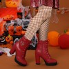 Allegra K Women's Platform Solid Buckle Lace Up Block Heel Ankle Boot - 2 of 4