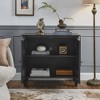 Lirago Retro Wooden Sideboard Buffet Cabinet​​ 15.75"D x 29.96"H x 33.58"W Black Rectangle Decorative Storage Bathroom Cabinet - 3 of 4
