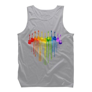 Design By Humans Guitar Heart Music Pride By ToruSanogawa Tank Top - Athletic Heather - 2X Large - 1 of 2