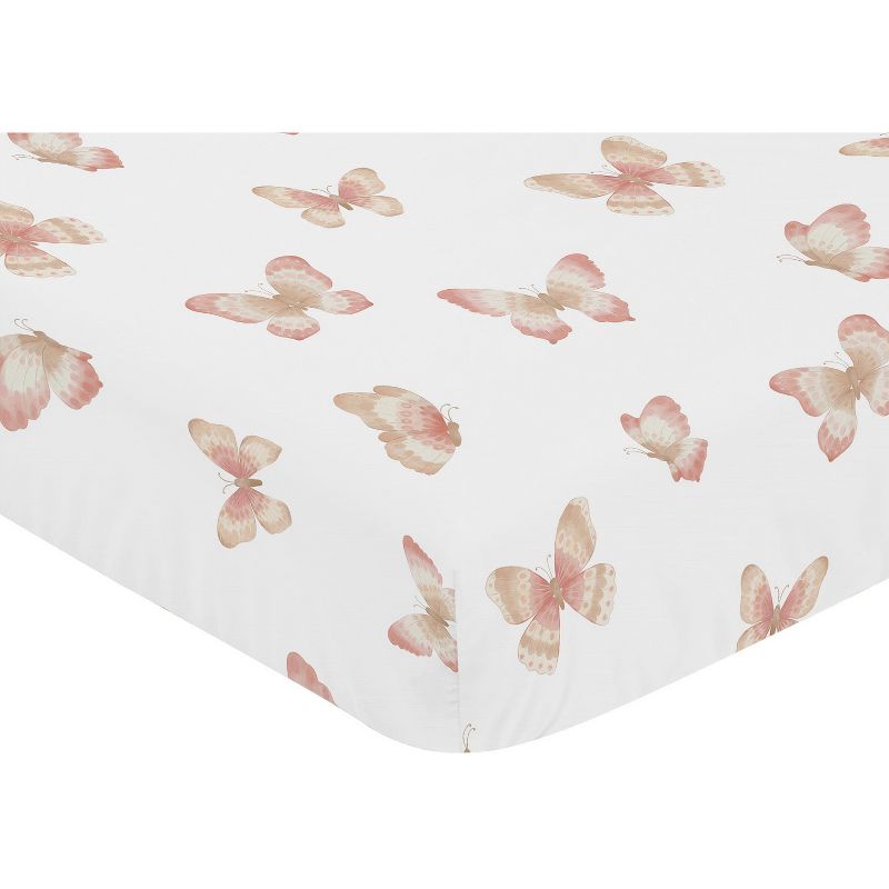 Sweet Jojo Designs Girl Baby Fitted Crib Sheet Butterfly Pink and Taupe, 4 of 8