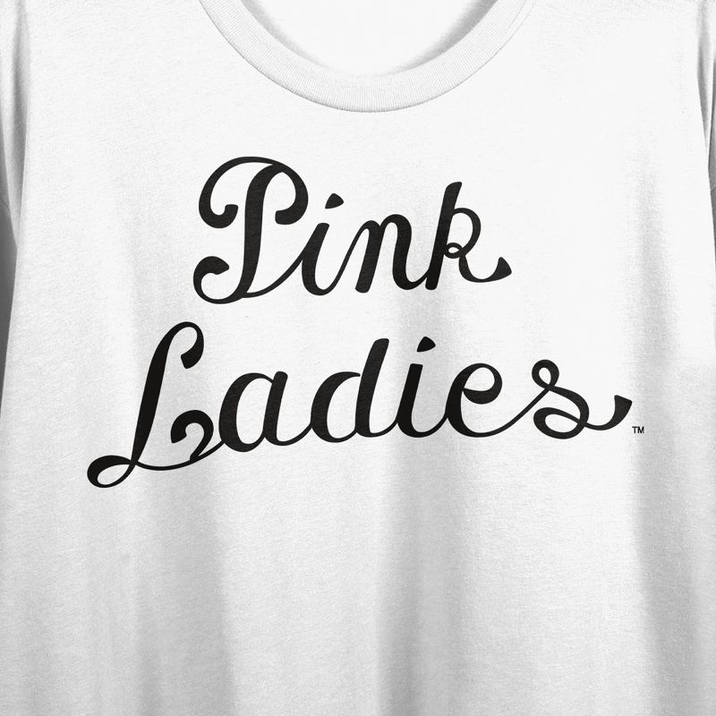 Grease Pink Ladies Logo Crew Neck Short Sleeve White Women's Crop Top, 2 of 3