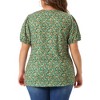 Agnes Orinda Women's Plus Size Pleated Front V Neck Short Sleeve Retro Floral Blouses - 4 of 4