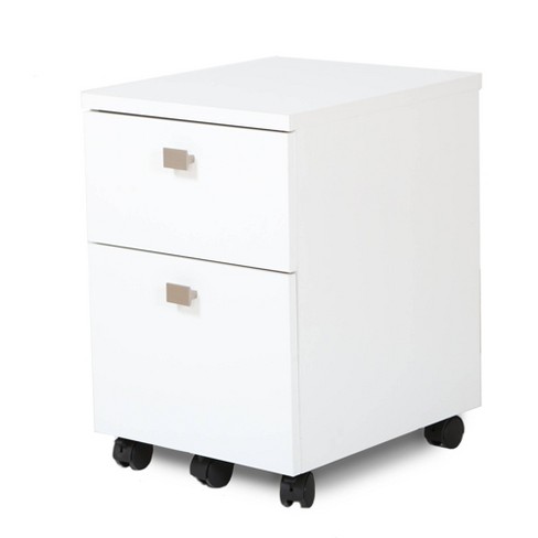 OSP Home Furnishings 2 Drawer Mobile Locking Metal File Cabinet, White