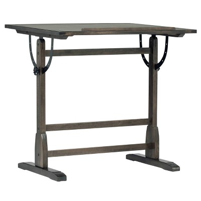Turn-of-the-Century Distressed Black Solid Wood Adjustable Drafting Table