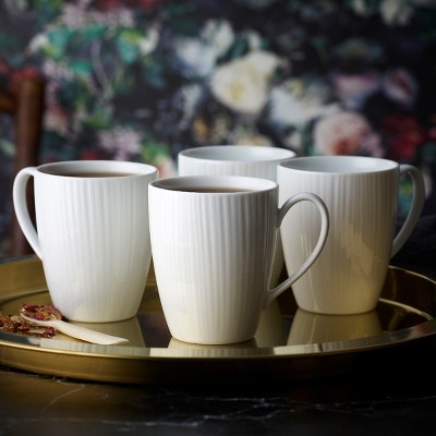 White Porcelain Embossed 24-Piece Dinnerware Set, Service for 6