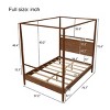 Canopy Bed Frame, Solid Wood Platform Bed with Four Poster Design, Slide Rails for Curtains, No Box Spring Needed-Baofuwish - 4 of 4