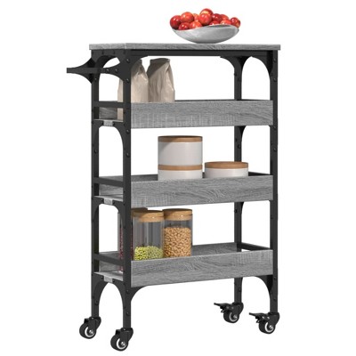 CLIHOME 4-Tier Rolling Kitchen Trolley 29.9" Engineered Wood With Lockable Wheels