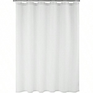 Waffle Weave Shower Curtain 50 Poly 50 BCI Cotton White 72x72 Inch Soft Absorbent Bath Textile - 1 of 4