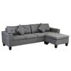 Modern 4-Seat Sectional Sofa L-Shaped Sectional Sofas, Left or Right Hand Chaise, Linen Upholstery with Cup Holders and 2 Throw Pillows - 3 of 4