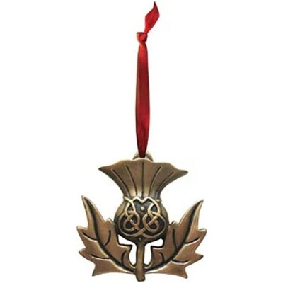 Slickblue Scottish Thistle Hanging Ornament, Bronze Metal Finish, Wall or Tree Decor, Celtic Style, 2.95"