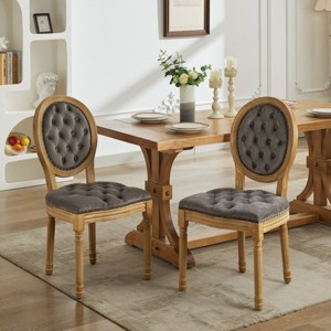French Tufted Velvet Dining Chairs Set of 2 with Nailhead Trim and Solid Wood Frame for Dining Room-Baofuwish - 1 of 4