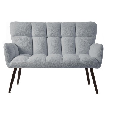 NicBex Small Teddy Fabric Loveseat Sofa Modern 52 Inch 2-Seater Couch with Quilting Backs for Bedroom,Living Room,Gray