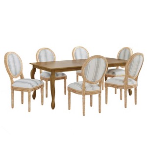 Christopher Knight Home Phinnaeus 7-Piece Dining Set with Extendable Table and Upholstered Chairs - 1 of 4