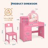 Kids Vanity With Mirror,  2 In 1 Princess Vanity Set Toddler Vanity Table & Chair Set With Open Bookshelf, Storage Cabinet - 4 of 4